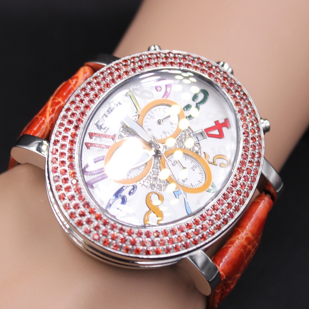 Diamond Orange Sapphire 4.38 Tcw Watch